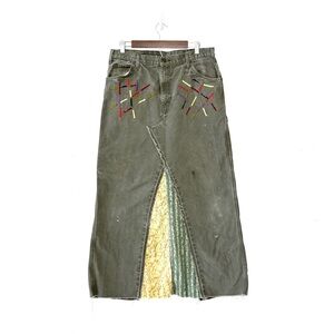 Rialto Jean Project One-of-a-Kind Upcycled Maxi Skirt Patchwork Embroidery